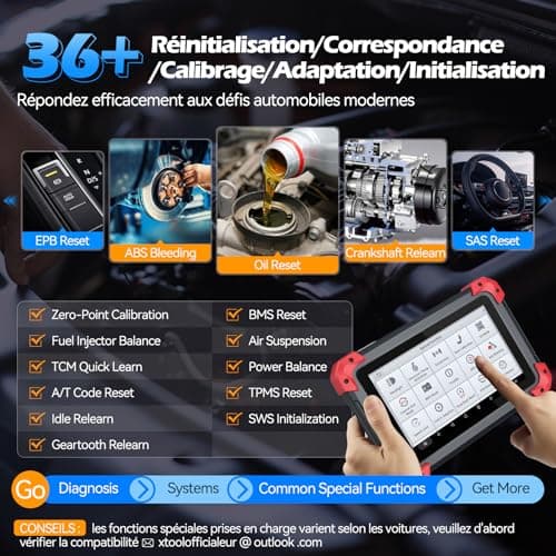 XTOOL D7 OBD2 Valise Diagnostic Auto, Bidirectionnel/Test Actif avec Codage ECU, Diagnostic Complet Système, 36+ Resets, Codage des injecteurs/ABS/EPB/SAS/TPMS, CANFD/DOIP, FCA, Mise à Jour 3 Ans