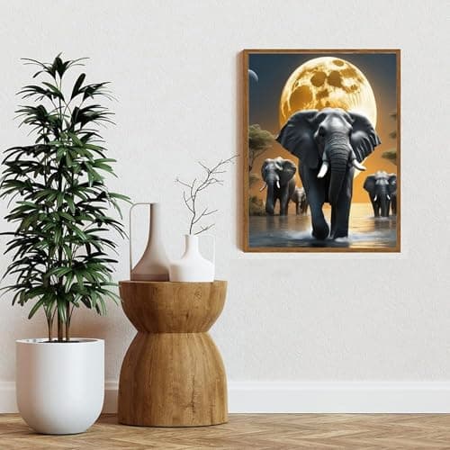 feelive Peinture Diamant Adulte, Eléphants DIY Diamant Kit Complet 5D Diamond Painting Artisanat Strass Point de Croix Painting pour Adultes, Enfants, Décoration Intérieur 30x40cm
