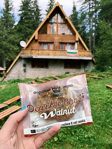 Kookie Cat Cocoa Nibs & Noyer Individuel - Biscuits végétaliens emballés individuellement, sans gluten, sans soja, bio, noix de cajou et avoine-12 X 50g Multipack