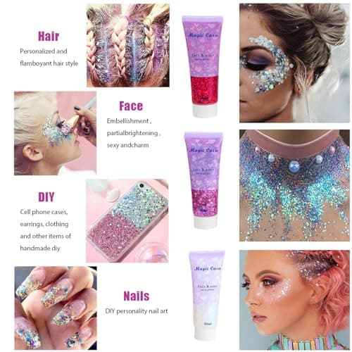 Gel Pailleté Pour Le Corps 6 Bouteilles Paillettes Pour Le Visage Paillette Visage Et Cheveux Pour Le Visage, Les Cheveux, Le Corps, Les Paillettes, Pour Le Festival, Le Maquillage Mascarade
