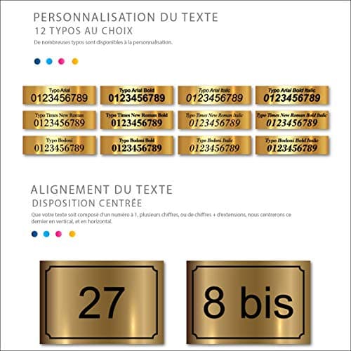 Plaque De Numéro De Rue Avec Dessin - Numéro De Maison PVC Déco – Plaque Gravée À Personnaliser 15 x 10 cm (Or Brillant + Dessin)