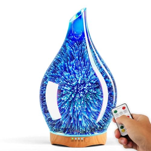 Porseme 280ml Diffuseur d'arômes en verre avec télécommande, humidificateur à ultrasons 3D soufflé à la main, silencieux,mise hors tension automatique,fonction minuterie, humidificateur pour la maison