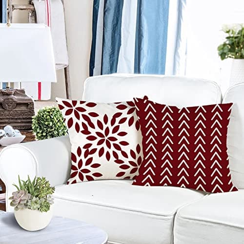 YCOLL Lot de 4 Housse Coussin Décoratif Canapé Taie d'oreiller Decoration Canapé Housses de Coussin en Lin d'extérieur Housse de Coussin Décoration pour Chambre, canapé, Chaise, Lit,Jardin 40x40CM
