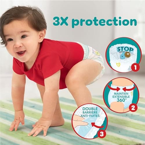 Pampers Baby-Dry Pants, Taille 6, 138 Couches-Culottes, 14-19kg, Maintien 360° Contre Les Fuites Avec Une Poche Stop & Protect Pour Une Nuit Jusqu'à 100% Sans Fuites, Pack 1 Mois