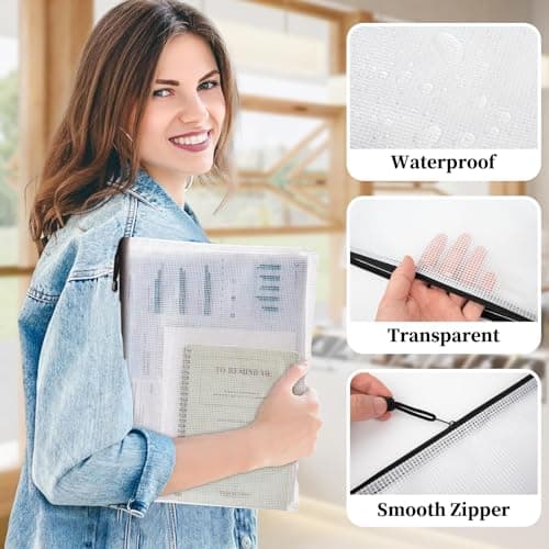 20 Pcs Pochette Document A4, pochette rangement PVC Mesh, Transparentes Document Dossier Étanche Sac Plastique Zip, Pour Voyage Fournitures Bureau, Pochette Zip Cosmétique