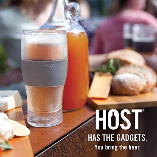 Host Freeze - Lot de 2 Verres à bière de 47 cl, Verres à Pinte à Double paroi Plastique Contenant Un Gel réfrigérant, Gris