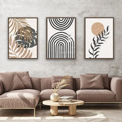 Lot de 3 images esthétiques de plante, décoration bohème, art abstrait, style bohème, sans cadre, 05, 70 x 100 cm