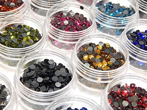 Hotfix Lot de 20 strass thermocollants en verre avec boîte de rangement et strass, 3,6mm ~ 4mm SS16