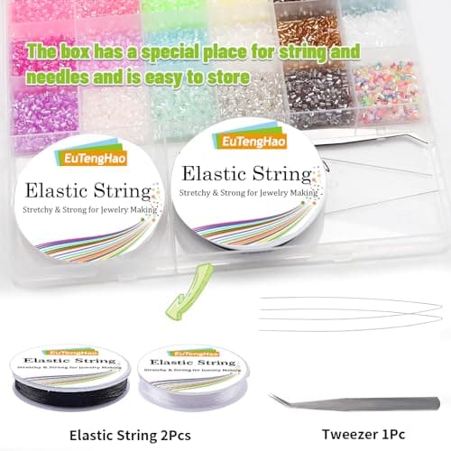EuTengHao 16800pcs Kit de Perles en Tube Verre Bugle Perles de rocaille Petites perles d'artisanat pour Perles pour la fabrication de bijoux (3mm, 350 par couleur, 48 couleurs)
