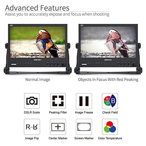 Seetec P133-9HSD Caméra Monitor Pro Broadcast 13.3" 4K Ultra HD 1920x1080 Champ Vidéo LCD IPS écran 1000:1 Contraste élevé avec 3G-SDI HDMI Vidéo YPbPr DVI