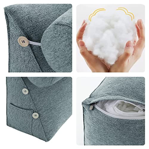 Rucener Coussin de Dossier pour Lit Coussin de Lecture pour Dossier de Lecture Coussin de Dossier Triangulaire Coussin à Coins Coussin de Lecture en Mousse Gris 60 CM