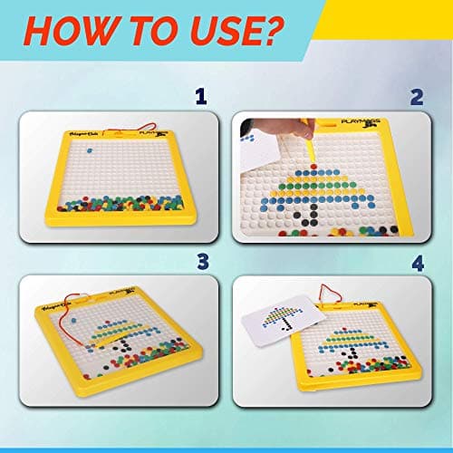 Playmags Magna Dots - Grand Tableau magnétique 12,5" pour Enfants - Tableau magnétique à Pois avec Stylo magnétique - Aimants Magna Safe pour Enfants et Tout-Petits - Jouet de Voyage
