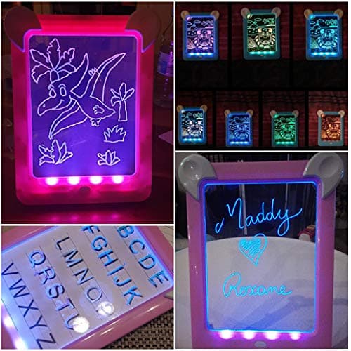 PHYLES Tableau Magique, Ardoise Magique pour Enfant, Tableau Magique Lumineuse Bebe Dessin Multifonction avec 8 Effets Lumineux - Loisir Créatif Jouet Educatif pour Votre Petit Artiste (Blue)