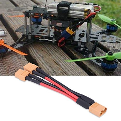 2Types 60 Adaptateur de connecteur de Pack de Batterie parallèle Câble 14AWG Câble d'adaptateur parallèle Remplacement pour RC Lipo(1 Female to 2 Male)