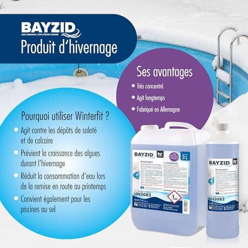 BAYZID Produit d'Hivernage pour Piscine (6 x 3 l)- Effet Détartrant, Algicide et Anti-Moisissures - Préparation Hivernale Efficace pour Piscines