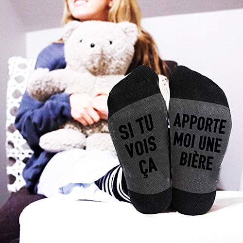 Chaussettes fantasie Noel Chaussettes Droles Chaussettes Courtes Fantaisie Cadeaux Nouveaute pour Les Amateurs Homme Femme Couple Funny Socks,Taille unique,Gris