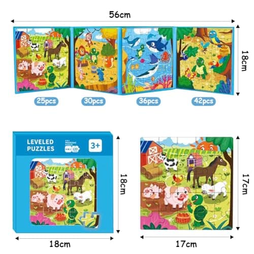 Jeu Magnétique Puzzle, Jouet Puzzle en Magnétique pour Enfants, Montessori Puzzle Enfant Quiet Book, Puzzle Animaux, Jeux de Puzzle pour Enfants, Jeux de Voyage Enfants à Partir de 3 4 5 Ans