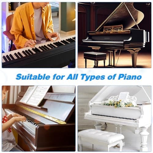 Amabro Autocollants imperméables pour clavier de piano de 37/49/54/61/88 touches - Lettres transparentes amovibles - Étiquettes réutilisables pour débutants (multicolore)