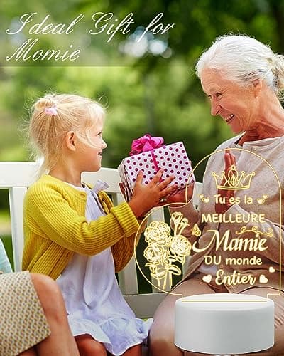 VICTERR Cadeau Mamie Anniversaire, Cadeau Fete Des Grand Mere, Veilleuse Led Cadeaux D'anniversaire, Lampe Cadeaux Pour Mamie Original, Cadeau Mamie Original Idée Cadeau Fete Des Mamies, Grand Mère