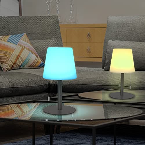 FUYO Lampe de table sans fil exterieur rechargeable dimmable RGB lampe de chevet portative 8 couleurs lampe de table étanche IP44 pour Jardin Salon Terrasse Intérieure exterieur décoration