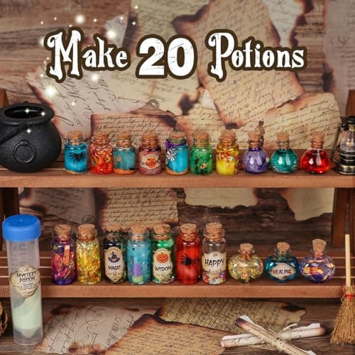 DECOHOME Set de Potion Mystère Vintage pour Enfants, mélange 20 bouteilles de Potion Magique, Jouets Artisanaux pour Garçons et Filles, Cadeaux Créatifs