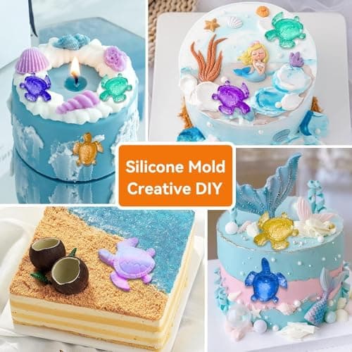 Agatige Moules en silicone avec trous en forme de tortue de mer, moules en silicone en forme de tortue 3D, Moule Silicone Tortue Moule à Fondant Tortue Pour bricolage de bijoux et d'artisanat
