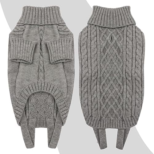 LiebeDD Pull Chien Moyen - Pull Noel Chien Sweat Chaud Tricots Chiens Pull-Overs épaississement pour Chiens, Habit Vetement Manteau Chien pour Automne Hiver (Gris Noel M)
