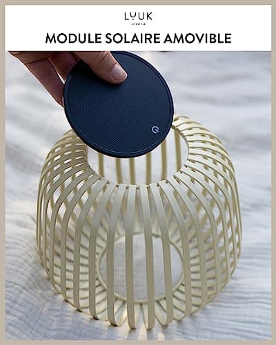 LUUK LIFESTYLE Lampe solaire minimaliste LED, design bohème, sans fil, lampe de terrasse rechargeable, luminosité variable, Marron sable