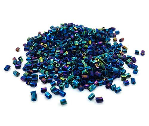 Lot de 5000 perles de rocaille de 2 mm en verre - Perles tubes - Perles tiges - Bleu métallisé
