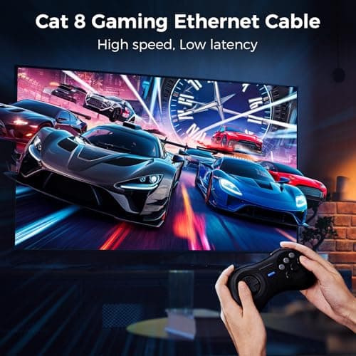 CABNEER Câble Ethernet 15M, RJ45 Cat 8 Câble Réseau 40Gbps 2000MHz Haut Débit S/FTP Câble, Nylon Tressé Double Blindage LAN Câble Internet, Compatible avec Routeur Modem TV