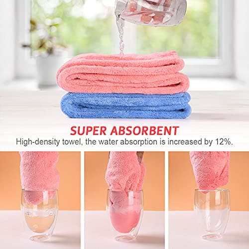 ACWOO Cheveux Serviette, 3pcs Cheveux Séchage Serviettes, Super Absorbant en Microfibre Serviette pour Cheveux Turban avec Bouton de Design Cheveux Secs Rapidement pour Femmes (2-pcs)