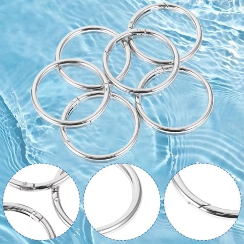 WUISOLQP Lot de 6 mousquetons ronds - 60 mm - En alliage de zinc - Grand mousqueton rond - Anneau rond - Porte-clés - Pour sac, sac à main, bricolage, artisanat - Argenté