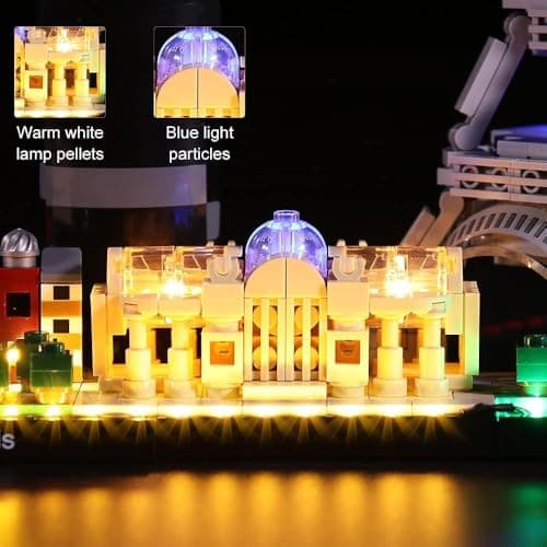 Kit d'éclairage LED pour Lego Architecture Pari (Pas de modèle Lego) BrickBling Compatible avec Lego 21044 Décoration de Maison et d'espace, idées Cadeaux pour collectionneu