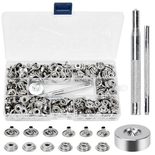 HEKOBAG 300 Pièces Boutons Pression en Métal, 15mm Kit de Fixation Bouton Pression, Boutons Pression à Coudre avec Outils en Métal, Pression Metal Couture pour Jeans, Vêtements, Sacs, Cuir, Artisanat