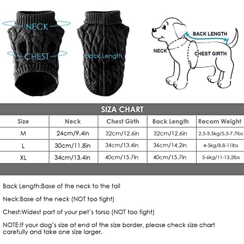 FAMKIT Manteau en Tricot à col roulé pour Chien, vêtements pour Chiens de Compagnie(Convient Uniquement aux Chiens de Petite ou Moyenne Taille // Les Grands Chiens n'achètent Pas !!) Black,M