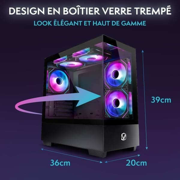 VIBOX I-96 PC Gamer Complet • 22" Écran • AMD Ryzen 3 3200G 4 cœurs • Radeon Vega 8 • 8 Go RAM • 480 Go SSD • Linux OS • WiFi