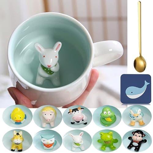 Arawat Tazza Coniglio 3d Tazza Coniglio Regalo Divertente Animale Tazza Di Caffè In Ceramica 350 Ml Tazza Di Tè Tazza Di Caffè Dolce Tè Carino Regalo Di Compleanno Per Fidanzato Fidanzata Zia Nonna