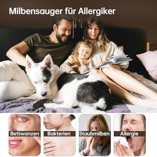 Dibea Aspirateur Anti-acariens 15 Kpa avec lumière UV-C, 300 W, pour Matelas, élimine 99,99% des bactéries allergiques, allergènes, punaises de lit