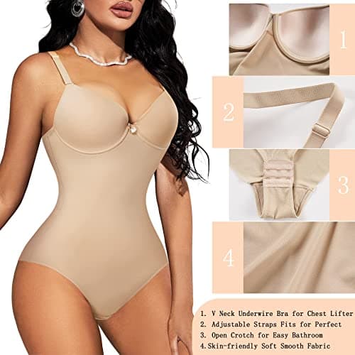 Bingrong Body Gainant Femme Amincissant Ventre Plat Invisible Gaine Body Sculptant Corset Minceur Lingerie Sculptantes Combinaison Body Shaper Shapewear Bodysuit