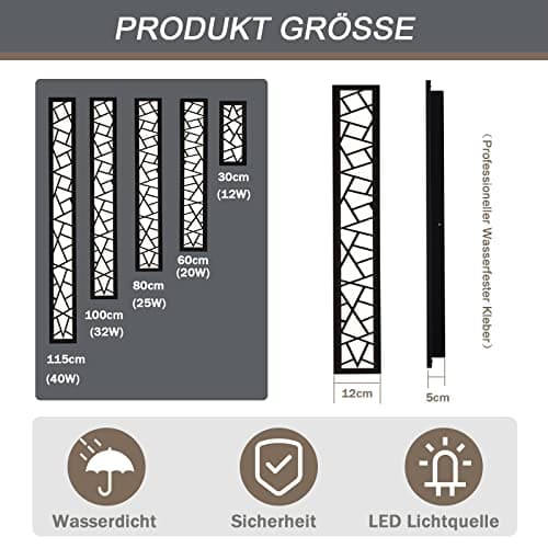 Applique Murale Longue étanche Ip65 Eclairage Mural LED En Intérieure Et Extérieure, Aluminium Nid D'oiseau Pour Terrasse Jardin Garage, Blanc Chaud, L60cm * 1
