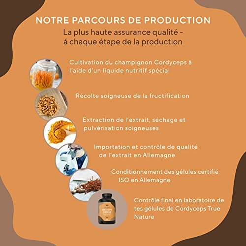 Champignon Cordyceps Sinensis - 6.500mg de CS-4 (10:1) - 270 Gélules - Bien-Être & Performance Sportive - 40% de Polysaccharides Bioactifs - Vegan - Sans: Additifs, Gluten & Lactose - TRUE NATURE