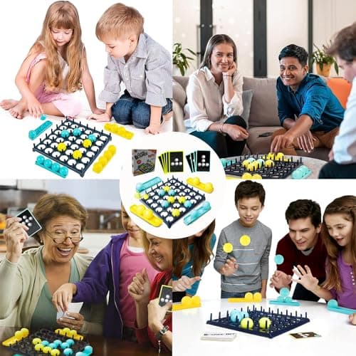Jeu de Balle Rebondissante, Jeu de Société Interactif Parents-Enfants, Jeux de Table Balle Rebondissante, avec 16 Balles et 9 Cartes de Tâches, Bouncing Ball, Jeu Familial Amusant pour 2-4 Joueurs