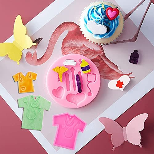 YGCHEN Moules en Silicone Infirmière Moule Silicone Fondant Médical Moule Infirmière 3D Mini Moules Médicale Thème DIY Mold pour Fondant Gâteau Chocolat Gelée Sucre Savon 4 Pièces