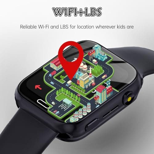 Fenamor 4G Montre Connectée Enfant GPS, 1.83" Montre Telephone avec Sim, SOS, 7 Jeux Montre Enfant Connectée, Montre Intelligente Enfant, Cadeaux de Noël pour garçons et Filles (Noir)