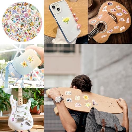 DKDDSSS 200 Pièces Autocollants Stickers, Autocollant Scrapbooking, Stickers Fleurs Stickers Scrapbooking, Scrapbooking Autocollant, Autocollants pour Scrapbooking pour DIY Bullet Journal Scrapbooking