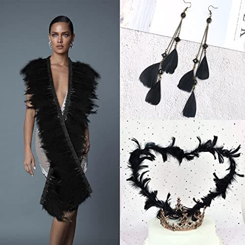 MWOOT 400 Plumes Naturelles, Plumes Decoration Noires, 7-15CM Plumes Loisirs Creatifs, 4 Assorties Plumes Artisanat pour Attrape Rêves Décoration Pâques Guirlande Noël; Crafts DIY Feathers