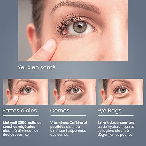 Kleem Organics Gel Bio Contour des Yeux Anti-Âge – Réduit Rides, Cernes, Poches et Pattes d'Oie – Enrichie en Peptides, Niacinamide et Acide Hyaluronique – Hydratant Naturel 15 ml
