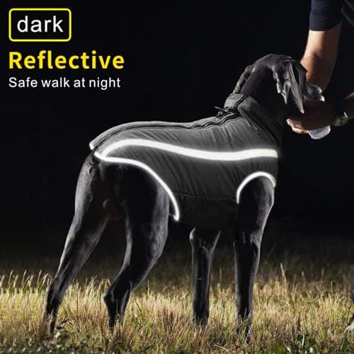 Dolahovy Manteau imperméable pour Chien, Veste Chaude pour Animaux de Compagnie en Hiver Manteau pour Chien vêtements pour Chiens vêtements réfléchissants (Gris, 4XL)