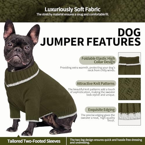 Hjyokuso Pull Chien, Pull pour Chien Petite Taille Moyenne Grande Taille, Pull-Overs pour Chiens Chaud d'hiver, Pull pour Chat à Col Roulé, Vetement Chien, Pull Noel Chien, Manteau pour Chien - L