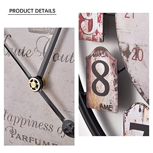 Yumyolk Horloge Murale Ronde, 53 cm, Silencieuse, Fonctionnement à Piles, Noire, Brune